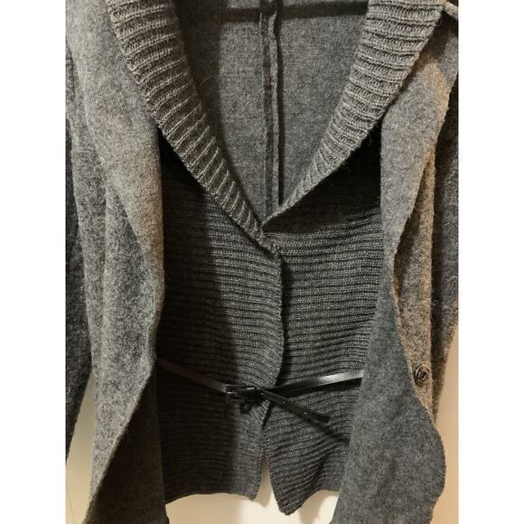 Katherine Barclay Womens Wool Blazer Sz S Gray Button Layer Belt Cardigan Career - Picture 4 of 16